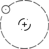 Line art illustration of Electron rotates orbit in nucleus center icon. vector