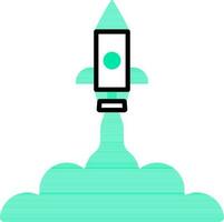 Rocket with Smoke icon in flat style vector