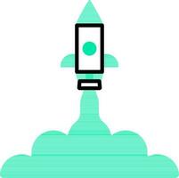 Rocket with Smoke icon in flat style vector