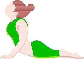 Young lady character in bhujangasana pose icon. vector