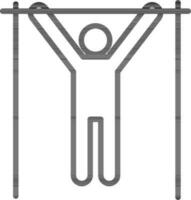 Flat style Human hanging with crossbar exercise icon in line art. vector