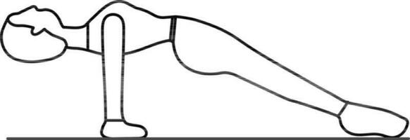 Illustration of Woman Doing Yoga Exercise of Purvottanasana in Black Line Art. vector