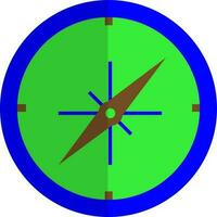 Blue and green compass in flat style. vector