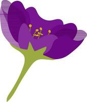 Green and purple flower in flat style. vector