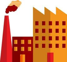 Red and orange factory in flat style. vector
