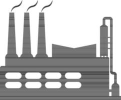 Flat style factory in black and white color. vector