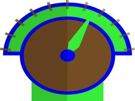 Flat style speedometer in blue and brown color. vector