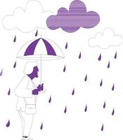 Character of faceless woman holding umbrella. vector