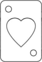 Black line art heart in playing cards. vector