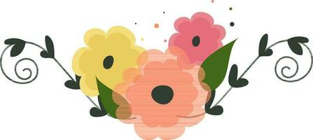 Using color in flower and leave of floral design. vector