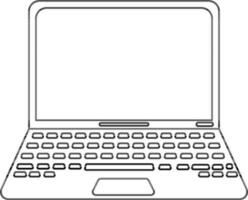 Black line art laptop in flat style. vector