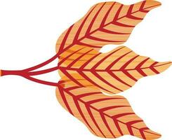 Flat style leaves in orange color. vector