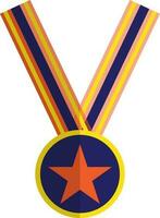 Ribbon with star medal icon. vector