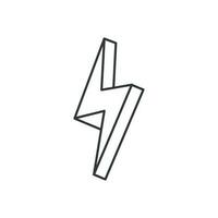 Lightning icon.  Illustration in outline style. 70s retro vector design.