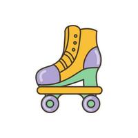 rodillo patinar icono con bota. ilustración en dibujos animados estilo. 70s retro clipart vector diseño.