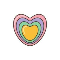 Multicolored heart  icon. Illustration in cartoon style. 70s retro clipart  vector design.