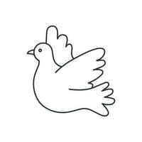 Peace dove flying icon. Illustration in outline style. Vector design.