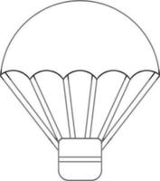 Illustration of a parachute in black line art. vector