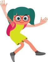 Cartoon character of a girl with bag. vector