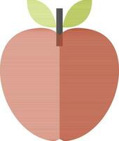 plano icono de un manzana con hojas. vector