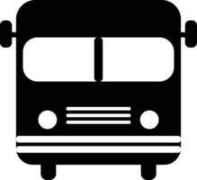 Front view of bus icon in black and white color. vector