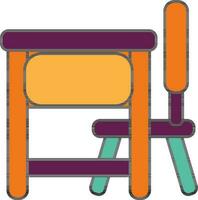 Side view of colorful chair and table. vector