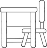 plano estilo icono de silla y mesa. vector