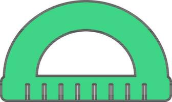 Isolated icon of protractor in green color. vector
