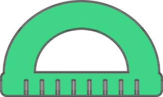 Isolated icon of protractor in green color. vector