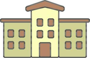 Yellow and brown color illustration of school building. vector