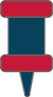 Push pin icon in blue and red color. vector