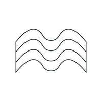 Rainbow wave icon.  illustration in outline style. 70s retro vector design.
