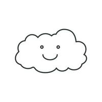 sonriente nube icono. ilustración en contorno estilo. vector diseño.