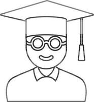 studen icono con colegio vestir y vistiendo graduación gorra. vector