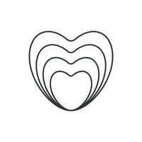 Heart  icon. Illustration in outline style. 70s retro vector design.