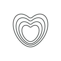 Heart  icon. Illustration in outline style. 70s retro vector design.