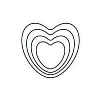 Heart  icon. Illustration in outline style. 70s retro vector design.