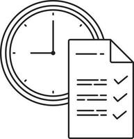 Illustration of paper and clock icon in stroke style. vector