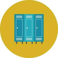 Colorful of interior school locker icon on round background. vector