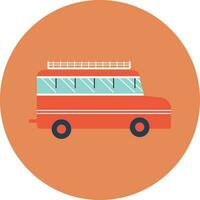 Illustration of colorful bus icon on circular background. vector