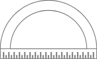 Illustration of protractor rular in black line art. vector