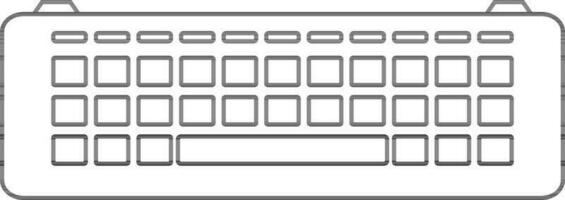 Black line art keyboard in flat style. vector