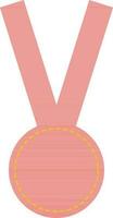 Orange ribbon with circle medal in flat style. vector