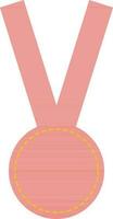 Orange ribbon with circle medal in flat style. vector