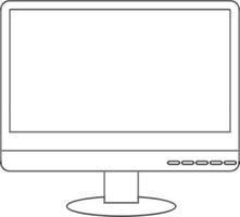 Black line art illustration of blank computer in flat style. vector