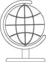 Illustration of globe standing in black line art. vector