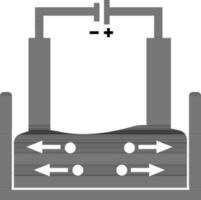 Black and white electrolysis process. vector