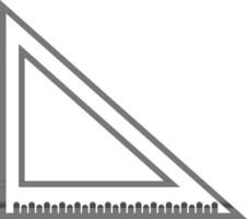 Triangular ruler in black line art illustration. vector