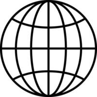 Earth globe in black line art illustration. vector