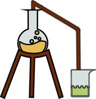 Beaker with chemical experiment tube. vector
